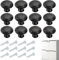 Nersgers Drawer Knobs 12 Pcs Black Door Knobs,30mm Retro Matte Round Black Knobs with 12 Screws,Suitable for Kitchen Cabinets Drawers Wardrobes Shoe Cabinet Doors Single Hole
