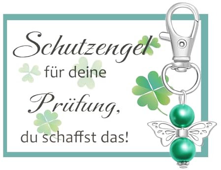 Sunwuun Glücksbringer Prüfung,Schutzengel Schlüsselanhänger mit Klee Grußkarte,Du Schaffst Das Mutmacher Geschenk,Prüfung Geschenk,Glücksbringer Abitur Abschlussprüfung