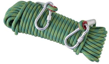 12MM Climbing Rope 15m(49ft) 30m(98ft) 60m(197ft) 120m(394ft) 200m(656ft) Static Rock Climbing Rope with 2 Steel Hooks Rappelling Rope for Outdoor Hiking Safety Escape(Color:Green,Size:12mm x 20m)