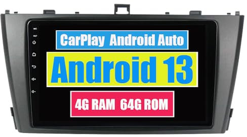 RoverOne Autoradio CarPlay Haupteinheit für Toyota Avensis T27 3 III 2009–2015 Android Auto Touchscreen Sat Navi Bluetooth WiFi Radio Player (schwarzer Rahmen)