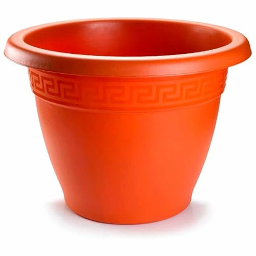 Tradineur - Maceta Redonda Terracota - Fabricado en Plástico -Macetero Apto para Exterior e Interior del hogar - Ø 50 cm - Color Marrón