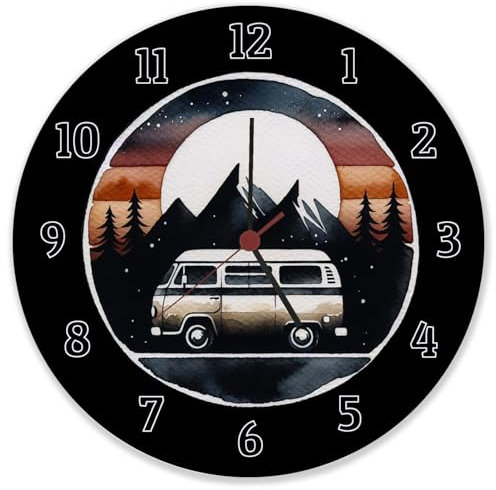 speecheese Wohnmobil Wanduhr aus Glas Einzigartige Camping Wagen Uhr Caravan Design für Fahrzeug Campingplatz Freizeit Reisen Liebhaber Geschenk