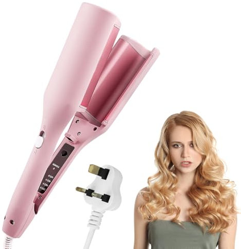 32MM Big Wave Hair Curler, French Wave Curling Iron with 4 Temperature Control 15s Quick Heating, Hair Wavers for Short and Long Hair, Adjustable Temperature, Waver Curling Wand for All Types