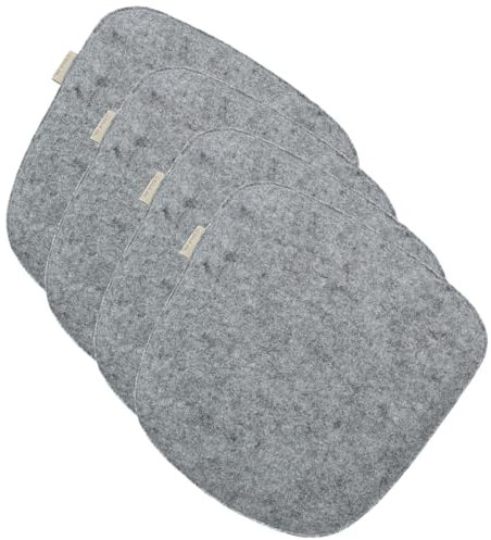 SILUK gemütliches Sitzkissen aus Filz 40cm x 40 cm - Komfortable Waschbare - 4er Set Grau I Schwarz für Bank Stuhl Stuhlkissen (Grau)