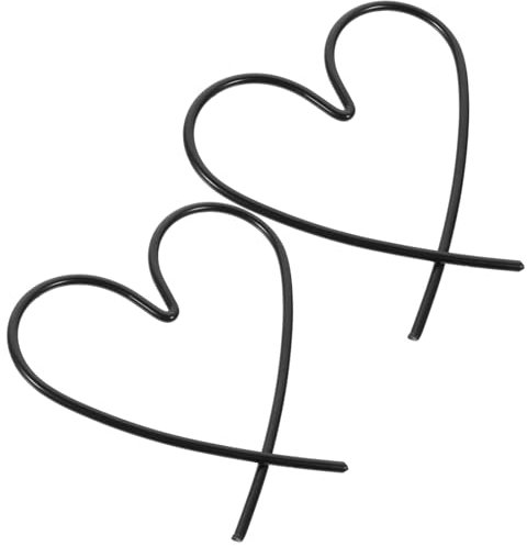 HOMOCONO 2pcs Black Metal Love Heart Wall Decor Iron Crafts Creative Wire Hanging Ornaments 12x12cm for Bedroom Living Room Indoor Room Decoration