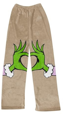HGWOPGASD Pantaloni di Velluto per Donna Pigiama Kawaii Il Grinch Costume da Notte in Pile Soffici Pigiami per Le Donne Stitch Interi Adulto
