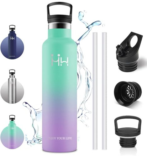 Vikaster Borracce sportive, Borraccia 1l, Borraccia acciaio inox, Borraccia con Cannuccia, Borracce Senza Perdite, Borraccia Termiche Sportiva, Adulto, Scuola, Outdoor