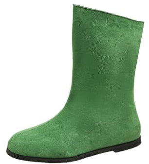 TDEOK , tinta unita, superficie di sabbia, stivali medio-alti, PU, tacco piatto, stivali corti, tacco corto, stivali medio-alti donna calzini scarpe, verde, 40 EU
