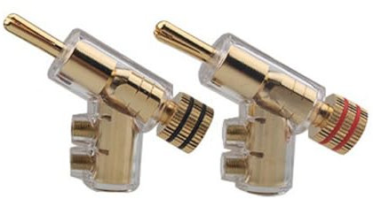Richeyty 2 Stück Selbstsichernder Bananenstecker, Y-Förmiger Adapter, Hi-End-Kupfer-Lautsprecher-Anschlussstecker, Audio-Verstärker, Vergoldet