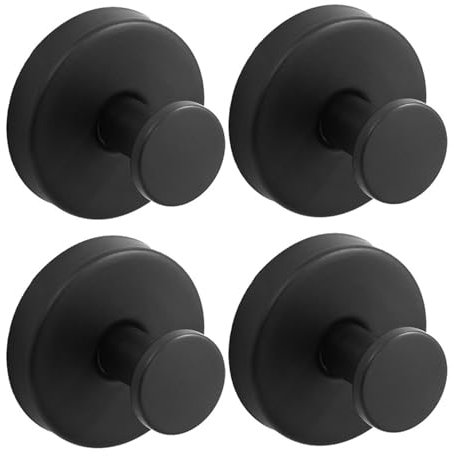 DengFen Luxe Hold Haken ohne Bohren, Vakuum-Saugnapfhaken, wasserdichte Saugnapfhaken, für Duschen, Badezimmer, hängende Handtücher, montiert an Glasduschtüren (Schwarz (4 Stück)