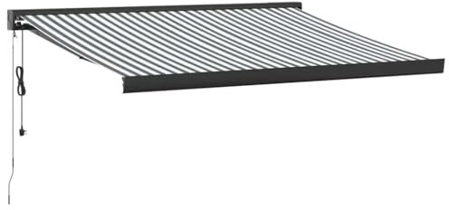 Willood Markise Motorisierte Gelenkarmmarkise Markise Garten Terrasse Balkon 350 x 250 cm Anthrazit und Schwarz