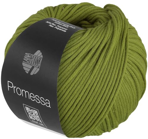 LANA GROSSA Promessa | Weich gefülltes Schlauchgarn aus Bio-Baumwolle und Polyamid | Handstrickgarn aus 70% Bio-Baumwolle & 30% Polyamid | 50g Wolle zum Stricken & Häkeln | 125m Garn FB32