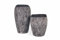 NATINDESIGN Bodenvase Groß 2er Set Schwarz Weiß Blattmuster 70cm Ø28-35cm & 48cm Ø27-34cm | XXL Vase Rund mit Loch für In- und Outdoor | Fiberglas Pflanzvase Hoch Bodenvasen XXL | Außen Innen Vasen