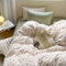 Freyamy Blumen Bettwäsche 135x200cm 2teilig Beige Rot Grün Floral Mädchen Wende Bettwaren-Sets Blumenmuster Microfaser Kinder Bettbezug mit Reißverschluss und Kissenbezug 80x80cm