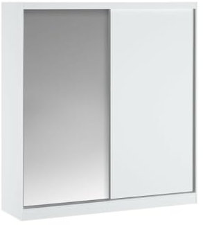 Vente-unique-Armario 2 Puertas correderas - con Espejo - 200 cm de Ancho - Blanco - OCHIRA