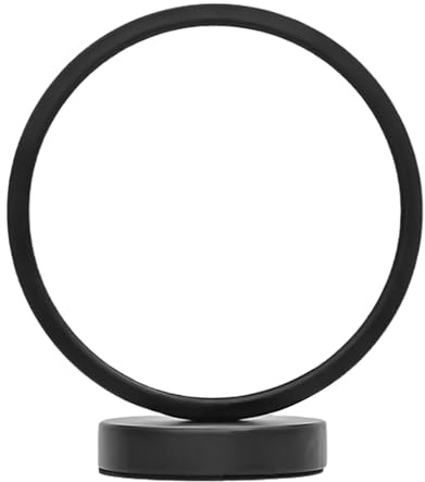 Kukyller Circle Lamp,Circle LED Nightstand Lamp Bed Stand Lamp LED Table Lamp Bedroom Bedside Night Light Dimmable LED Lighting Desk Lamp for Bedroom Living Room (Black)