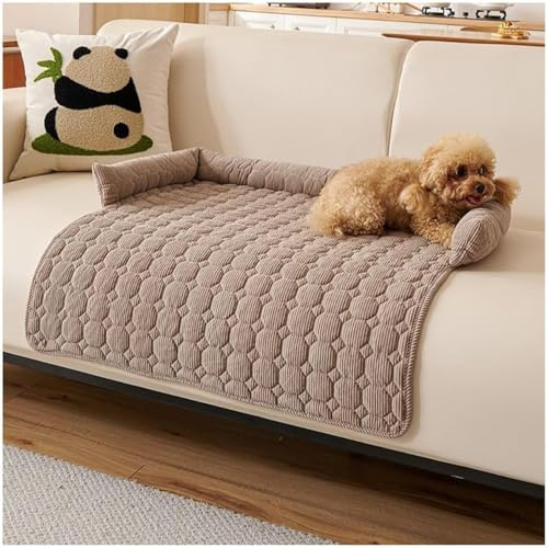 PURIAYA Fluffy Calming Dog Bed Sofa Protector, Waterproof Pet Couch Cover Mat Washable Soft Warm Cushion with Non-Slip Bottom, Furniture Protector for Dogs, Cats and Kids, Coffee Color