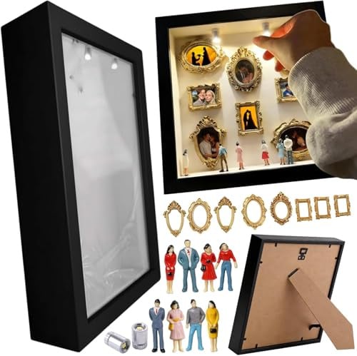 DIY Mini Gold Rahmen Silhouette Box, Upgrade Shadow Box Rahmen Set mit Gold Miniatur Museum, Feiern Sie einzigartige Erinnerungen im Stil, für Jubiläum, Hochzeit, Geburtstag und Home Decor