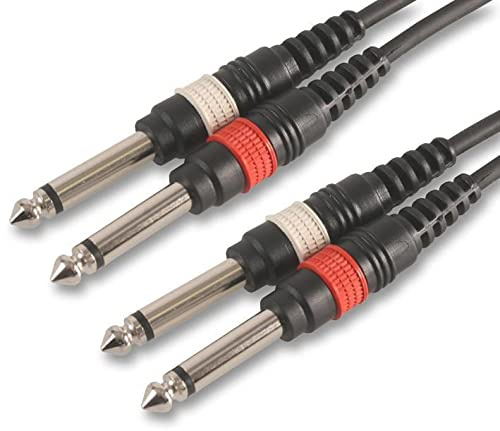 Pulse PLS00129 6.35 mm (1/4 Inches) Mono Jack 2x Plug to 2x Plug Lead, 1, 5m, Black