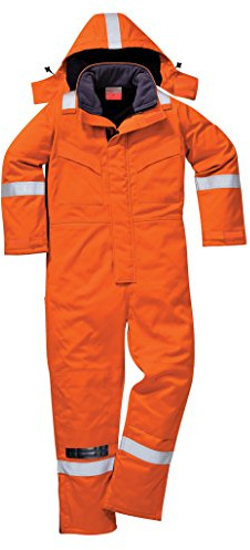 Portwest FR53 Bizflame Work FR Insulated Coverall Long Sleeve Rule Pocket | Orange, 2X Large, EN 61482-1-2 Class 2, EN ISO 11612, EN 1149-5, Secure Fit, 99% Cotton, Concealed Zip Opening, Action Back
