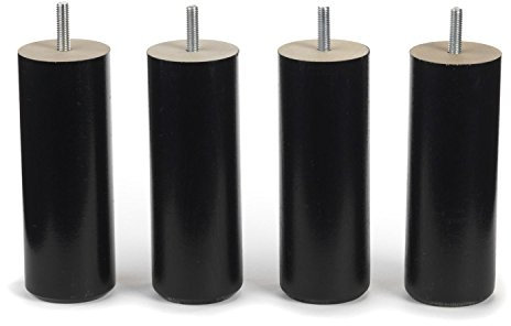Pied 25 cm Noir Pour Sommier Cadre Bois Standard Uniquement (Tige Filetée M8)