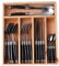 FlyingColors Laguiole Stainless Steel Flatware Set. Black Color Handle, Wooden Storage Box, 34 Pieces