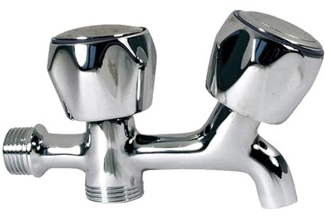 Grifo lavadora doble rosca cromo