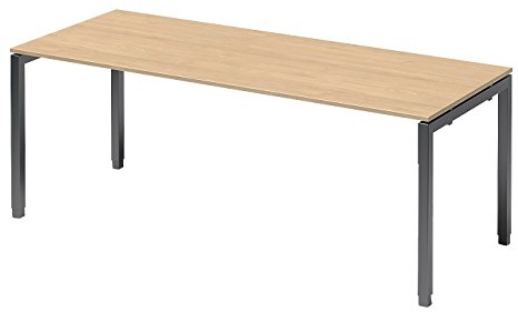 BISLEY Cito Schreibtisch, 650-850 mm höheneinstellbares U-Gestell, Metall, Mp334 Dekor Ahorn, Gestell Anthrazitgrau, 80 x 200 x 85 cm