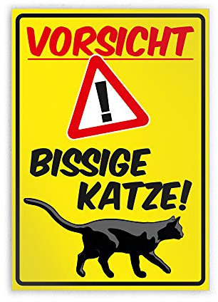Kiwistar - Vorsicht bissige Katze Parkplatzschild PVC - 21 x 15cm