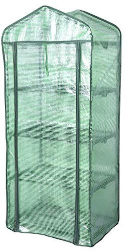 Laneetal Gewächshaus 4 Etagen Folien-Gewächshaus Treibhaus Gartenhaus Tomatenhaus Anzuchthaus mit Gitterplane 69x49x158cm