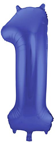 Folat 65921 Blauer Metallic Matt Folienballon Zahl 1-86 cm