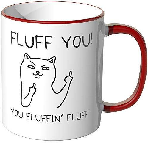 JUNIWORDS Tasse, Fluff you, You fluffin fluff, Wähle Farbe, Rot