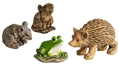 MaMeMi Niedliche Krippentiere Igel, Frosch und Mäuse [4 Stück, ca 2 cm] Krippenzubehör, Krippenbedarf/Zubehör für Weihnachtskrippen