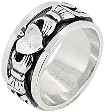 Treasure Bay Claddagh-Spinnerring für Damen und Herren, 925er Sterlingsilber, keltisches Band (U), Sterling Silber