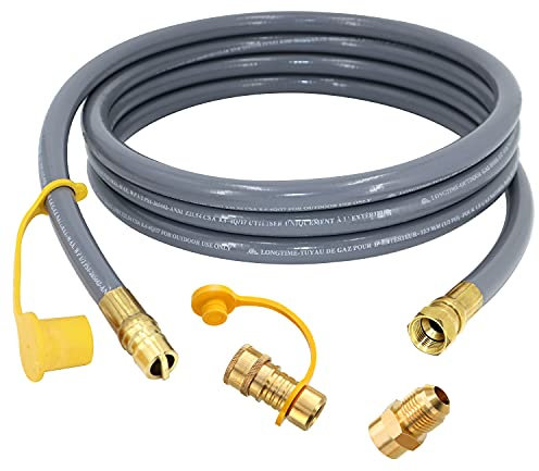 Upgraded 12 Feet 1/2 Inch Rv Quick Connect Natural Gas Hose Gas Line for Outdoor Grill with Quick Connect Fittings for Bbq Pizza Oven, Patio Heater and More NG Appliance - CSA
