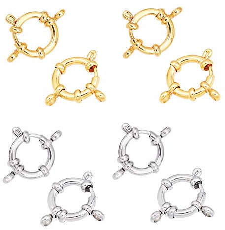 UNICRAFTALE 10 Stück 2 Farben Armband Verschluss Edelstahl Federringverschlüsse Glatte Oberfläche Schmuckverschluss Anschluss Für DIY Schmuckherstellung, Golden Und Edelstahl Farbe 14mm Breit