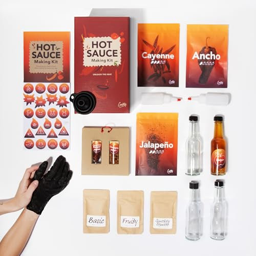 Kit de Fabrication de Sauce Piquante | DIY Sauce Piquante | Coffret Cadeau pour Amateurs de Piment et passionnés de cuisine épicée | Idée Cadeau Originale pour Anniversaire, Noël, Saint-Valentin