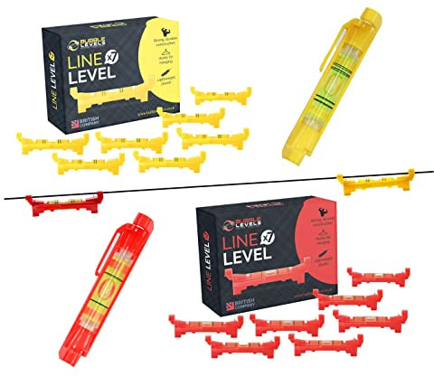 'Bubble Levels' - 7X Hanging Bubble Line Levels for Building Trades, Engineering, Surveying & Metalworking (Yellow)