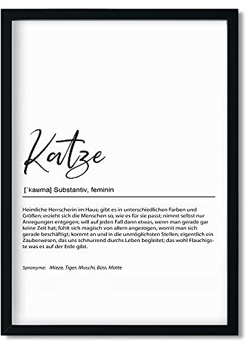 Urhome Kunstdruck Definition Katze ohne Bilderrahmen in DIN A3 - Worterklärung wie im Duden Lexikon Wandbild Wanddeko mit Spruch für Wohnung Familie Freunde Geschenk
