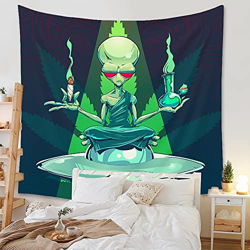 Ricemru Wandteppich Trippy Alien 150x100,3D Aesthetic Mysteriös Indian Wandbehang Wandtuch Psychedelic Mandala Stoff Tapestry Wall Decoration Hanging für Kinderzimmer Schlafzimmer