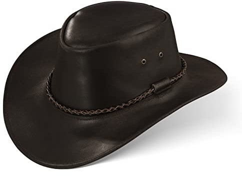 Black Forest Fox JERO Western Cowboy Reiten Leder Sonnen Hut in (S, Braun)