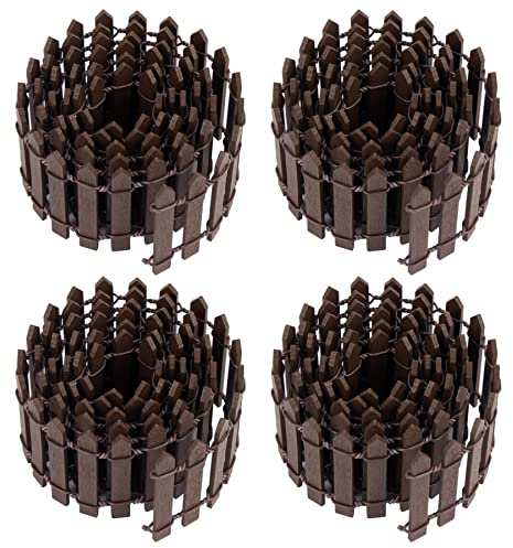 AUEAR, Mini-Feengartenzaun, Holzornament, dekorativer Staketenzaun für DIY-Projekte, Braun, 4 Stück