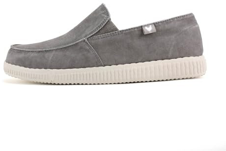 WALK IN PITAS | WP150 Slip ON Washed | Mocasines de Hombre | Náuticos Casual | Zapatillas de Verano | Zapatos Casuales y Cómodos | Calzado de Pitas | Gris 42