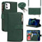 Cavor Coque Compatible avec iPhone 12 Mini Etui avec Cordon,Flip Portefeuille Étui Cuir,[9 Porte Cartes][Double Boucle],Protection Housse Etui Compatible avec iPhone 12 Mini - Vert foncé