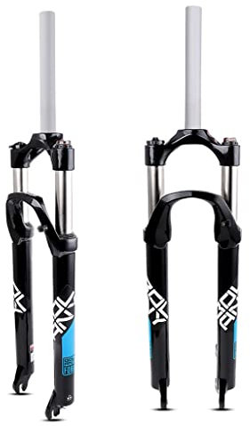 VTT Fourche À Suspension 26 27.5 29 Pouces Avant Bike Fork 1-1/8 Tube Droit sans Filetage Manual Lock Out Frein À Disque Fourche 80mm Voyage QR (Color : Black Blue, Size : 26)
