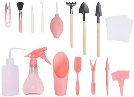 16 Piezas/Set Mini Herramientas de jardinería Conjunto de trasplantes suculentas Herramientas de trasplante de Kit de jardín suculento para Cuidado de Plantas de jardín Interior, Rosa