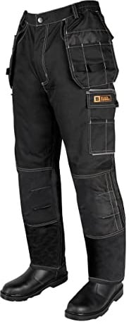 Black Hammer Sublime Men's Heavy Duty Work Trousers | Holster Pockets, Knee Pad Pockets, Reinforced Stitching, Elastic Waist, Triple Stitched Seams, Durable Polycotton