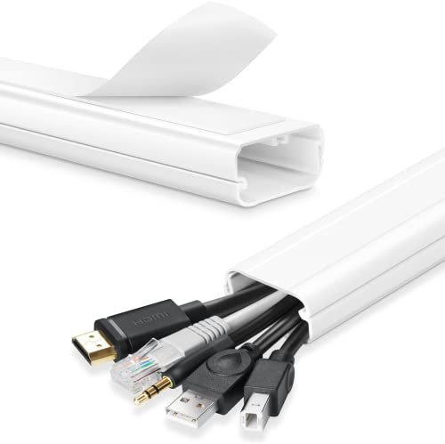 TV Cord Hider - 39in(3xL13in) Cord Covers for Wall Mounted TV Cable Hider Wall Kit | Wire Hiders for TV on Wall, Wire Covers for Cords, Cord Concealer Hide Cords, 1.5 W*0.75 H, White