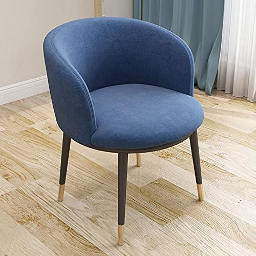 Heimstuhl Mit Rückenlehne, Weicher, Kompakter, Gepolsterter Sitz, Esszimmerstühle, Mit Samt Gepolsterter Beistellstuhl Mit Metallbeinen, Akzentstuhl Für Wohn-/Schlafzimmer,Dunkelblau,Schwarze Füße
