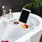 Expandable Drain Bath Shelf Caddy Tray, Multifunctional Plastic Bathtub Tray Bathroom Organizer Simple Stylish Bathtub Storage Rack for Candle Towel, Book, Wine, Phone, Shower (White)